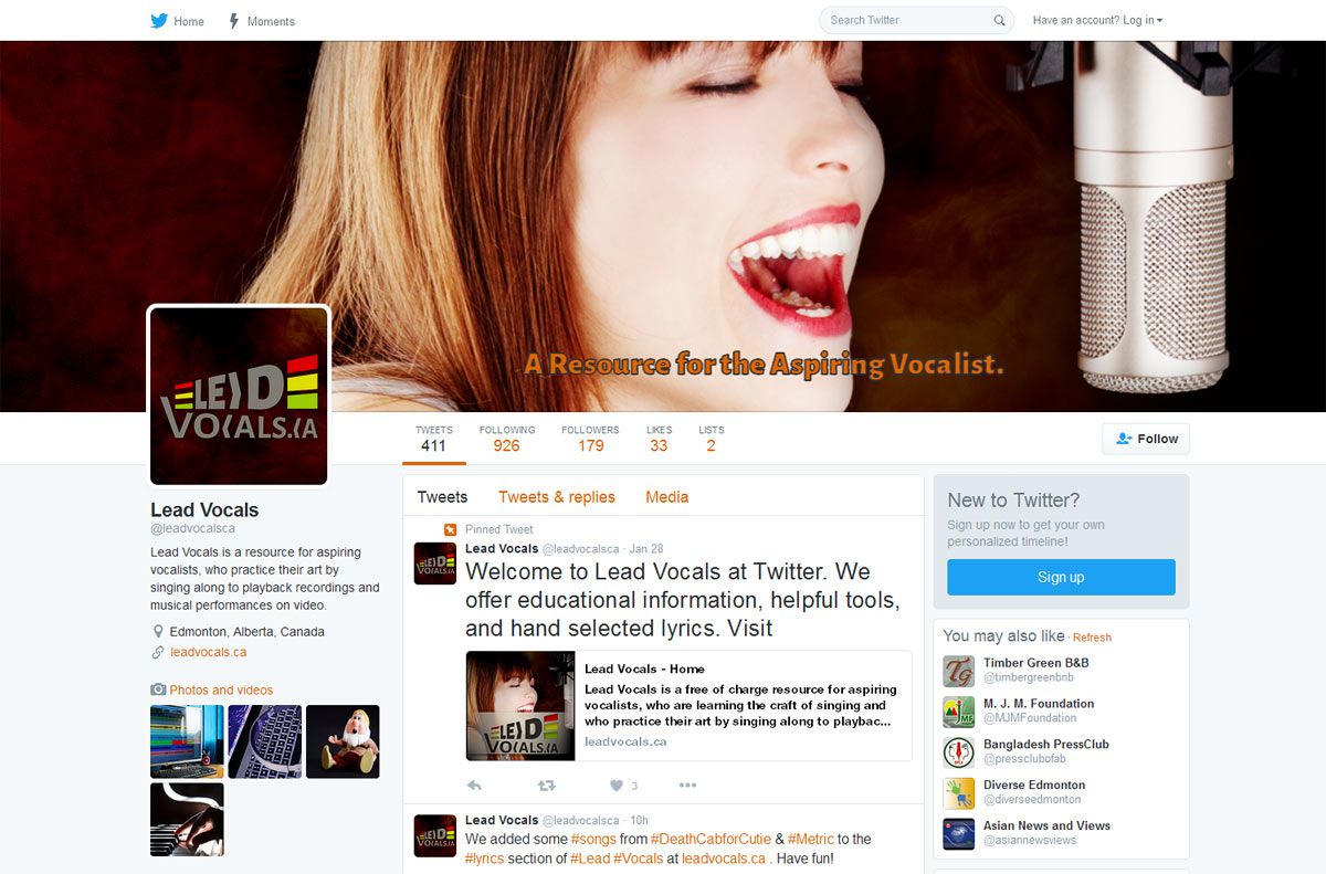 Lead Vocals on Twitter Lead Vocals on Twitter